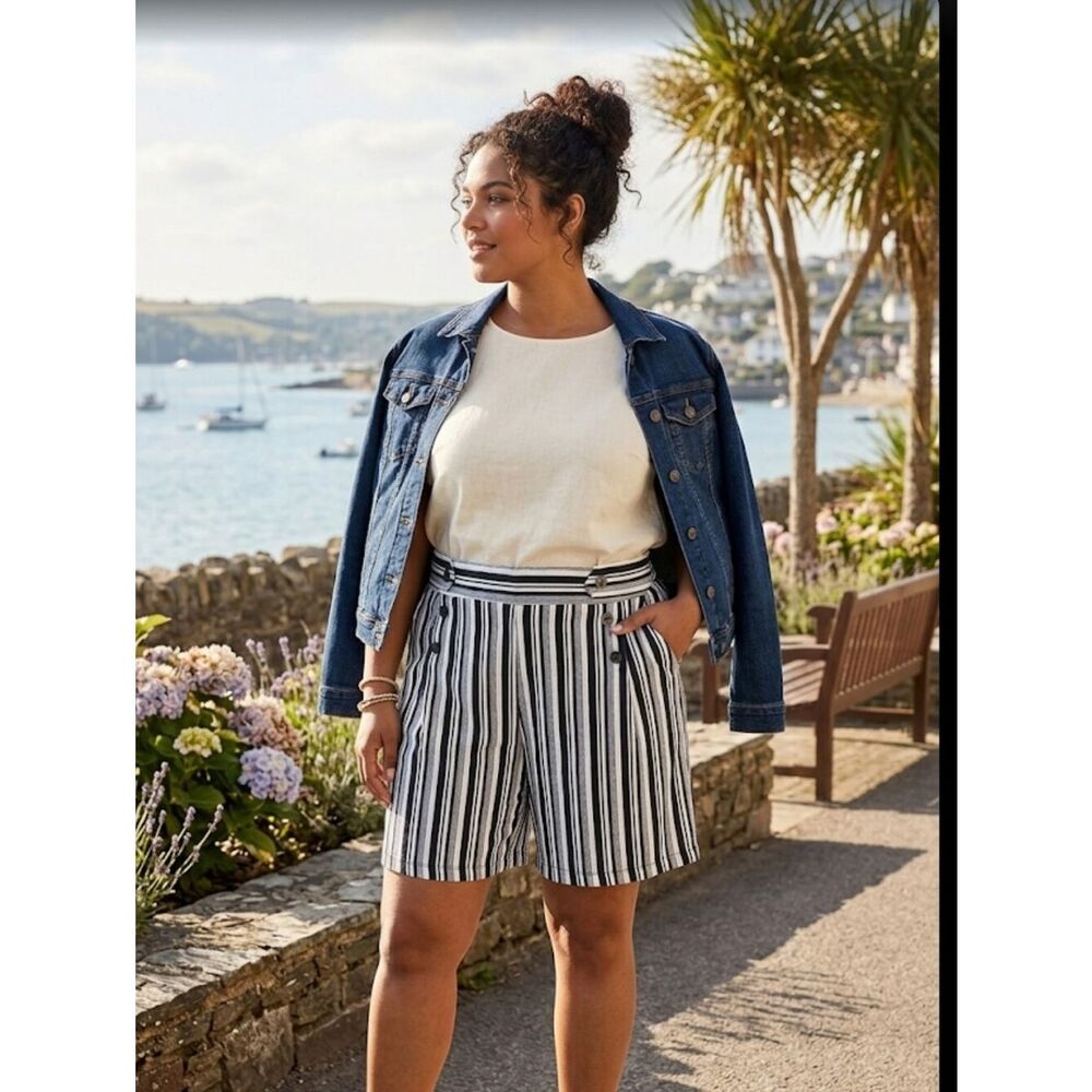 Robert Louis Shorts Sz 2X Black/White Stripe New - Picture 1 of 11